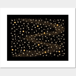 Eclipse Moon Stars Pattern Posters and Art